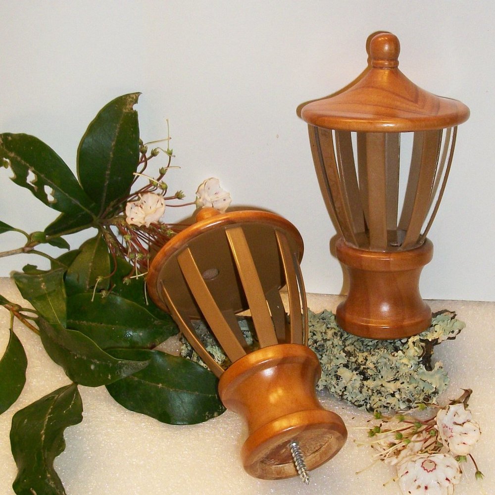 2 Wood & Metal Finials Screw On